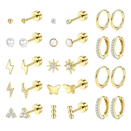14pairs flat back - flat, gold