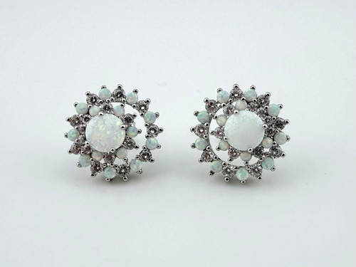 925 silver cluster earrings - silver,