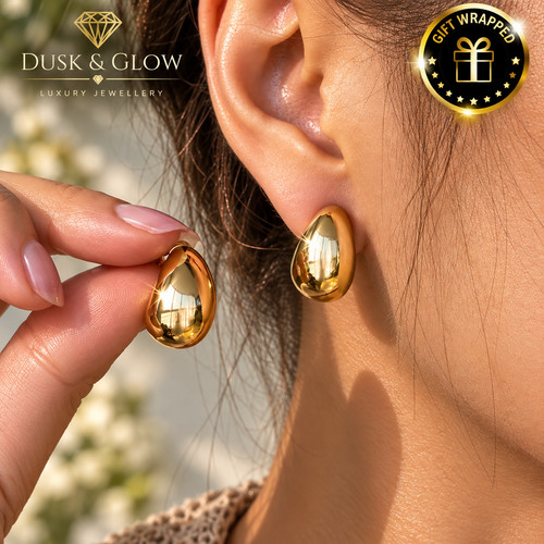 Gold teardrop stud - teardrop,