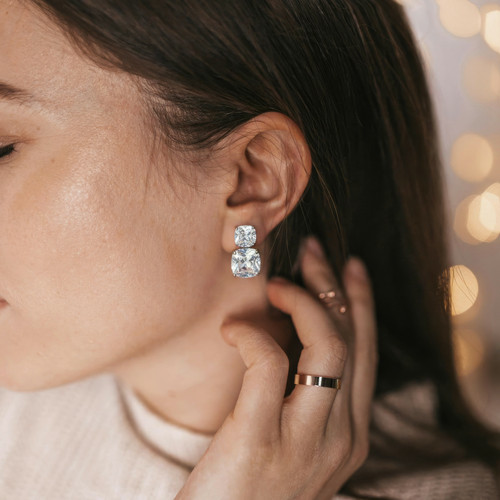Crystal stud with - with, drop