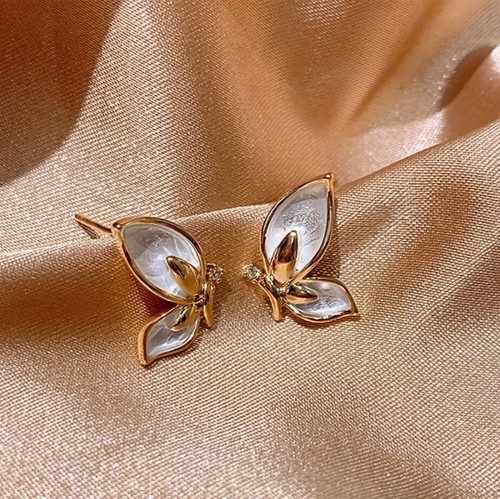 Silver butterfly stud - butterfly, earrings