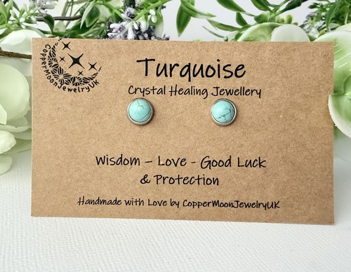 Turquoise stud earrings - turquoise,