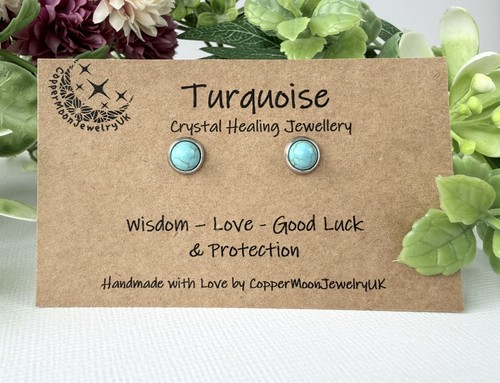 Turquoise stud earrings - turquoise,