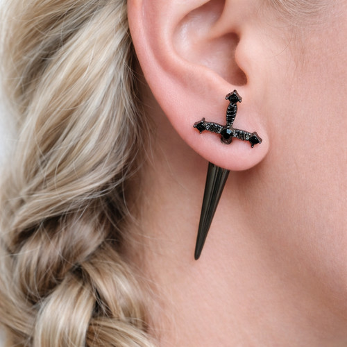 Dagger sword earrings black - dagger,
