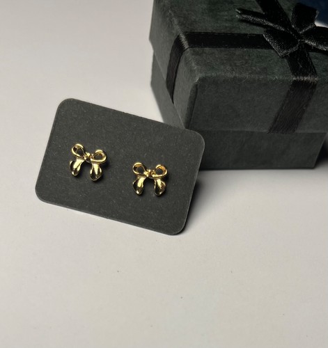 Gold ribbon bow stud - bow, earrings