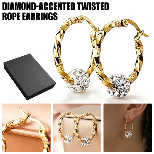 Ladies gold tone twist hoop - gold,