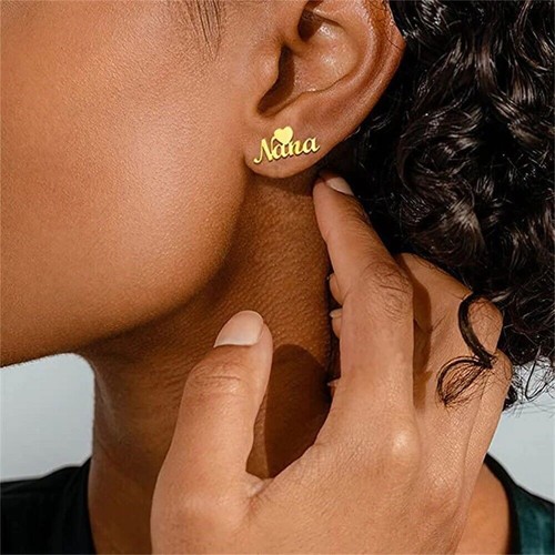 Custom name stud earrings - custom,
