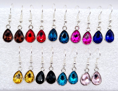 Crystal glass teardrop hook - crystal,