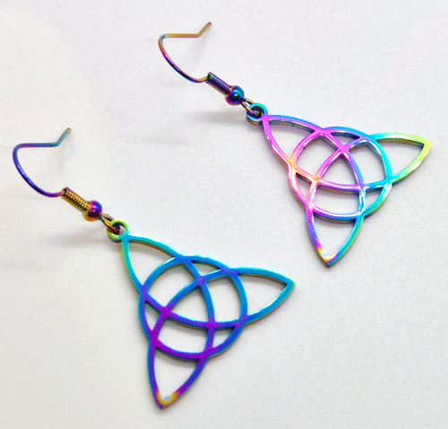 Rainbow titanium trinity knot - titanium,