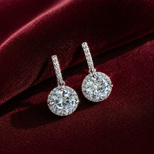 Clip earrings silver round - on,