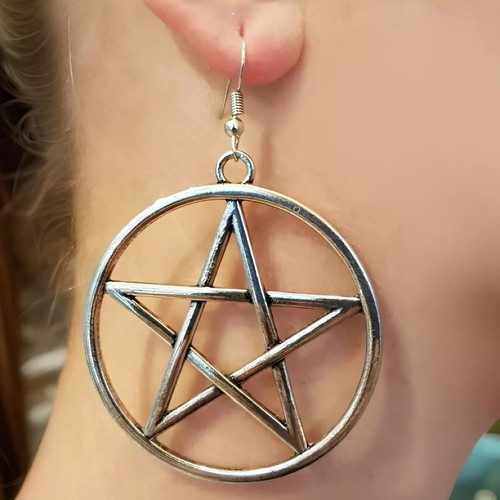 Pentacle earrings large - earrings,