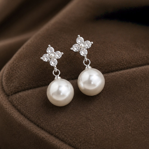 Clip earrings drop - clip, silver