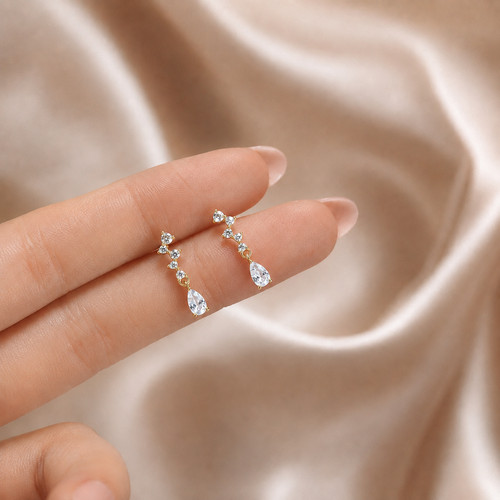 Small gold earrings drop - earrings,