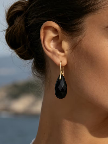 Faceted black obsidian - faceted,