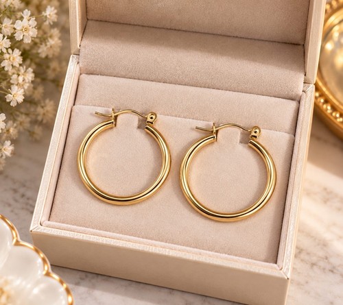 Gold tone classic hoop - tone,
