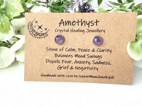 Natural amethyst stud earrings - natural,