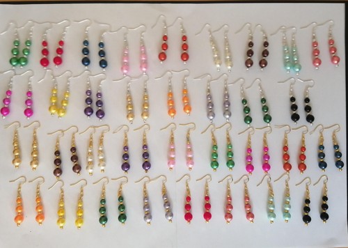 Handmade drop beaded earrings - drop,
